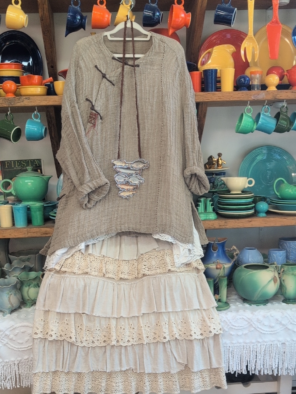 NWTO MaLieb Hand Woven Natural Raw Linen Tunic/Duster - Picture 15 of 16